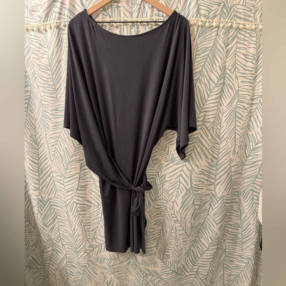 Unique Asymmetrical Tie Grey Casual Mini Dress
